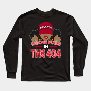 Atlanta 404 Area Code Black Woman Long Sleeve T-Shirt
